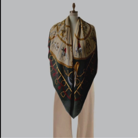 Vintage Equestrian Hunting Scarf Classic  Symphony Scarfs Made in Italy - Picture 4 of 12